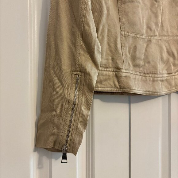 NWT Elie. Elie Tahari Twill Lightweight Moto Utility Tan Jacket Women XS - Picture 5 of 8